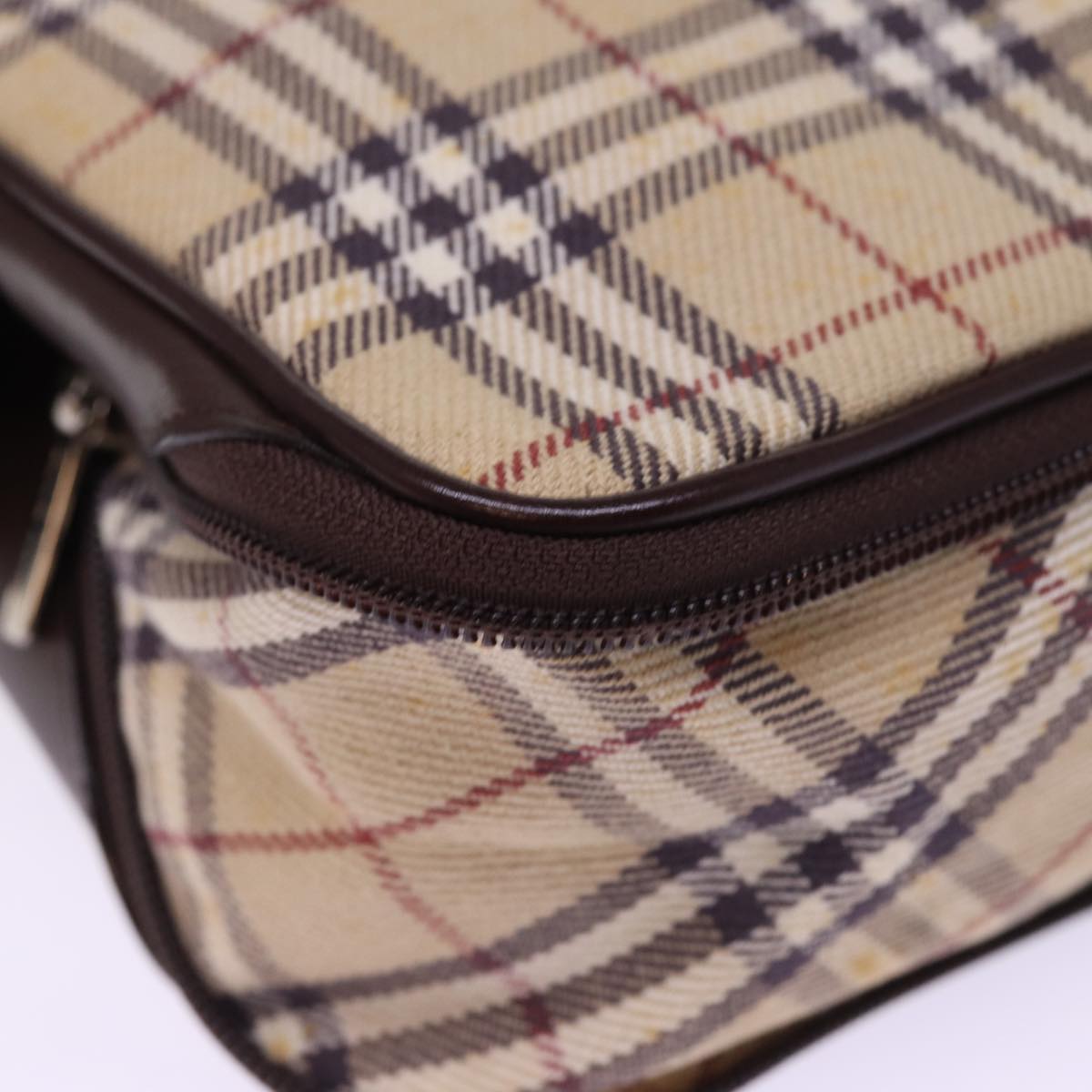 BURBERRY Nova Check Blue Label Hand Bag Canvas Beige Brown Auth ti1764