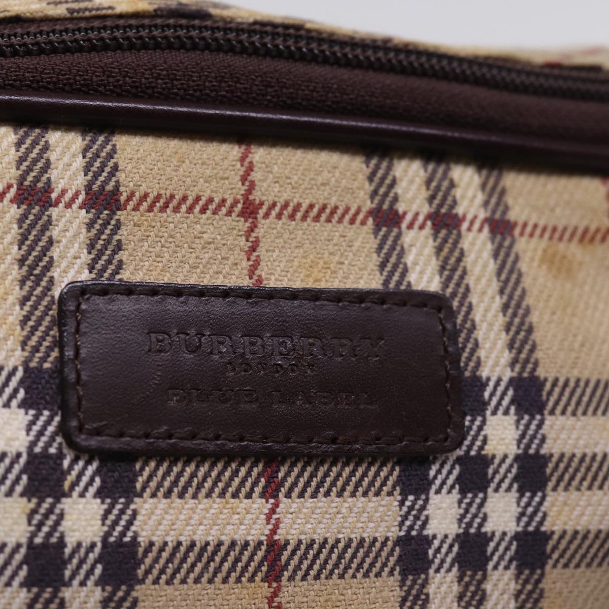 BURBERRY Nova Check Blue Label Hand Bag Canvas Beige Brown Auth ti1764