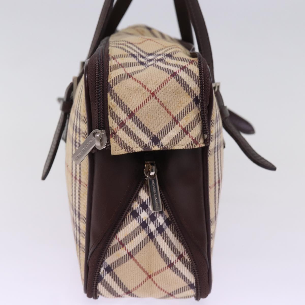 BURBERRY Nova Check Blue Label Hand Bag Canvas Beige Brown Auth ti1764