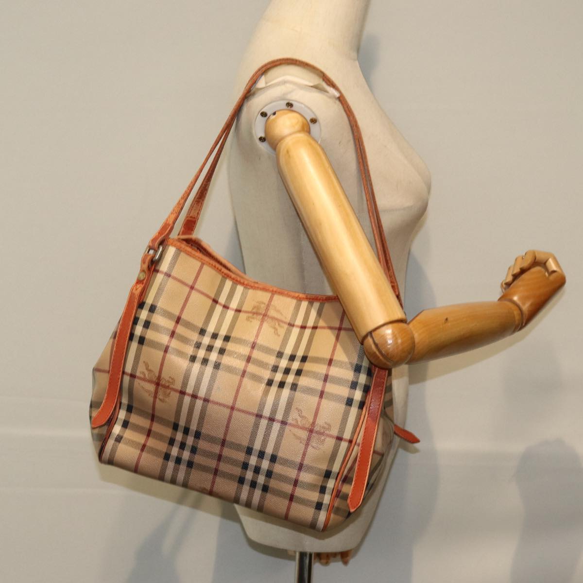 BURBERRY Nova Check Tote Bag Beige Brown Auth ti1765