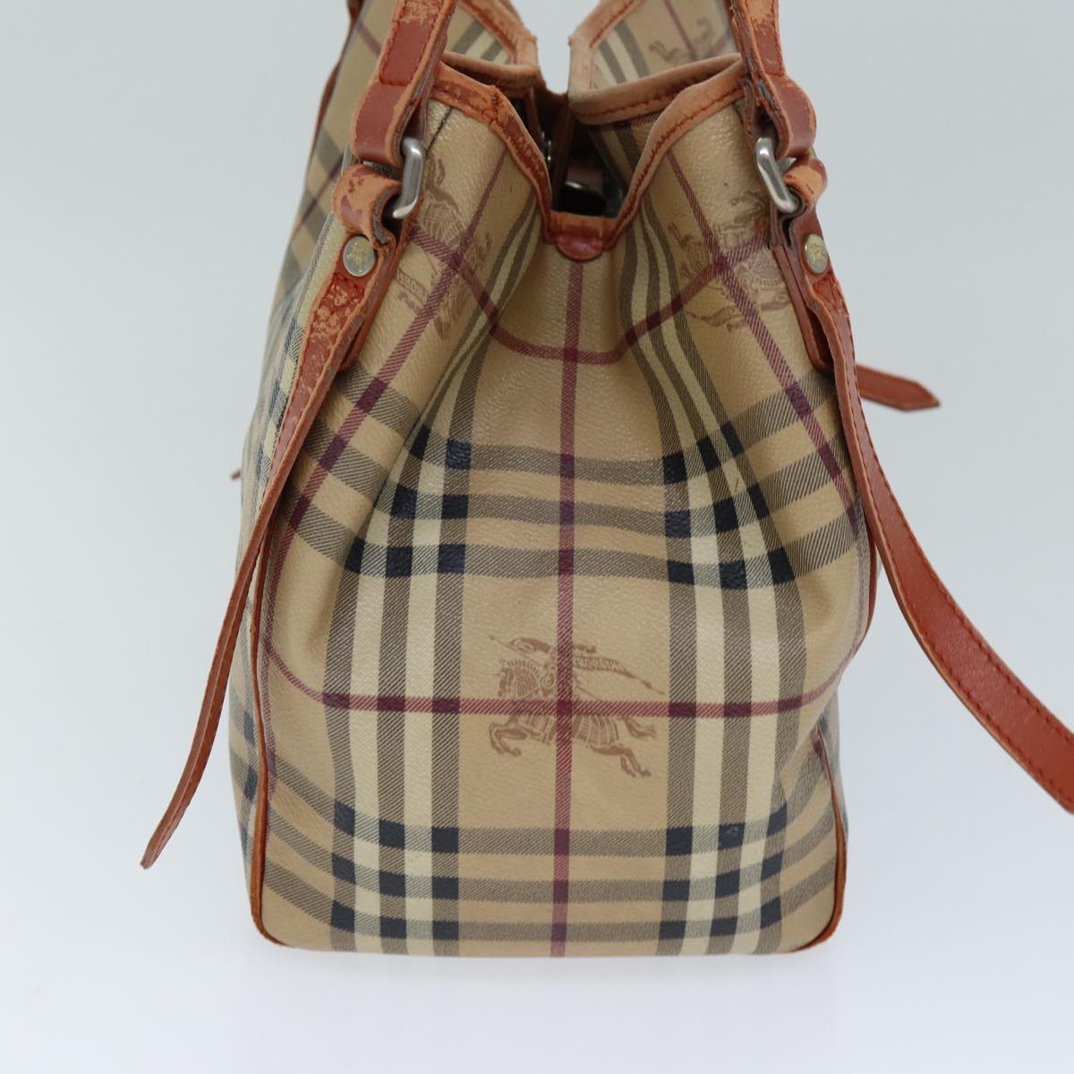 BURBERRY Nova Check Tote Bag Beige Brown Auth ti1765