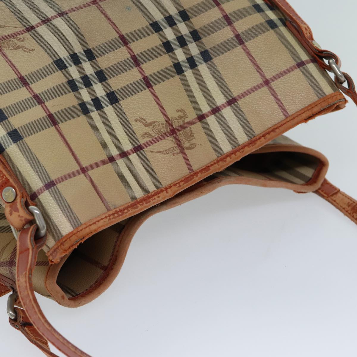 BURBERRY Nova Check Tote Bag Beige Brown Auth ti1765