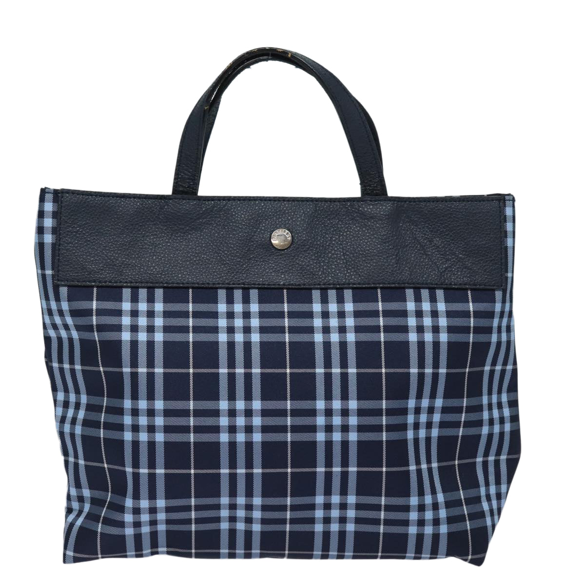 BURBERRY Nova Check Hand Bag Nylon Navy Auth ti1769