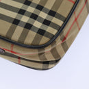 Burberrys Nova Check Blue Label Hand Bag Canvas Black Auth ti1774-16