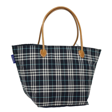 Burberrys Nova Check Blue Label Hand Bag Canvas Navy Auth ti1777