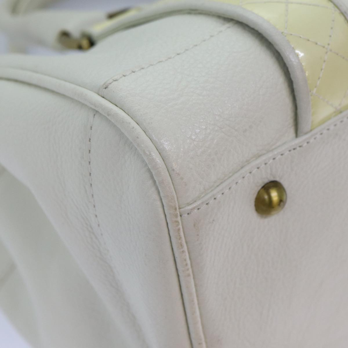 BURBERRY Hand Bag Leather White Auth ti1784