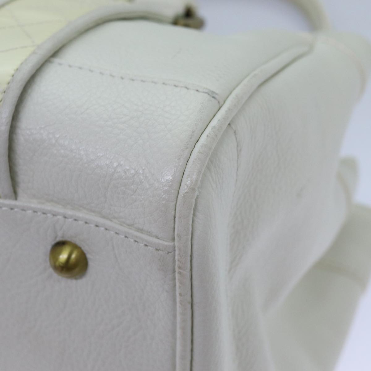 BURBERRY Hand Bag Leather White Auth ti1784