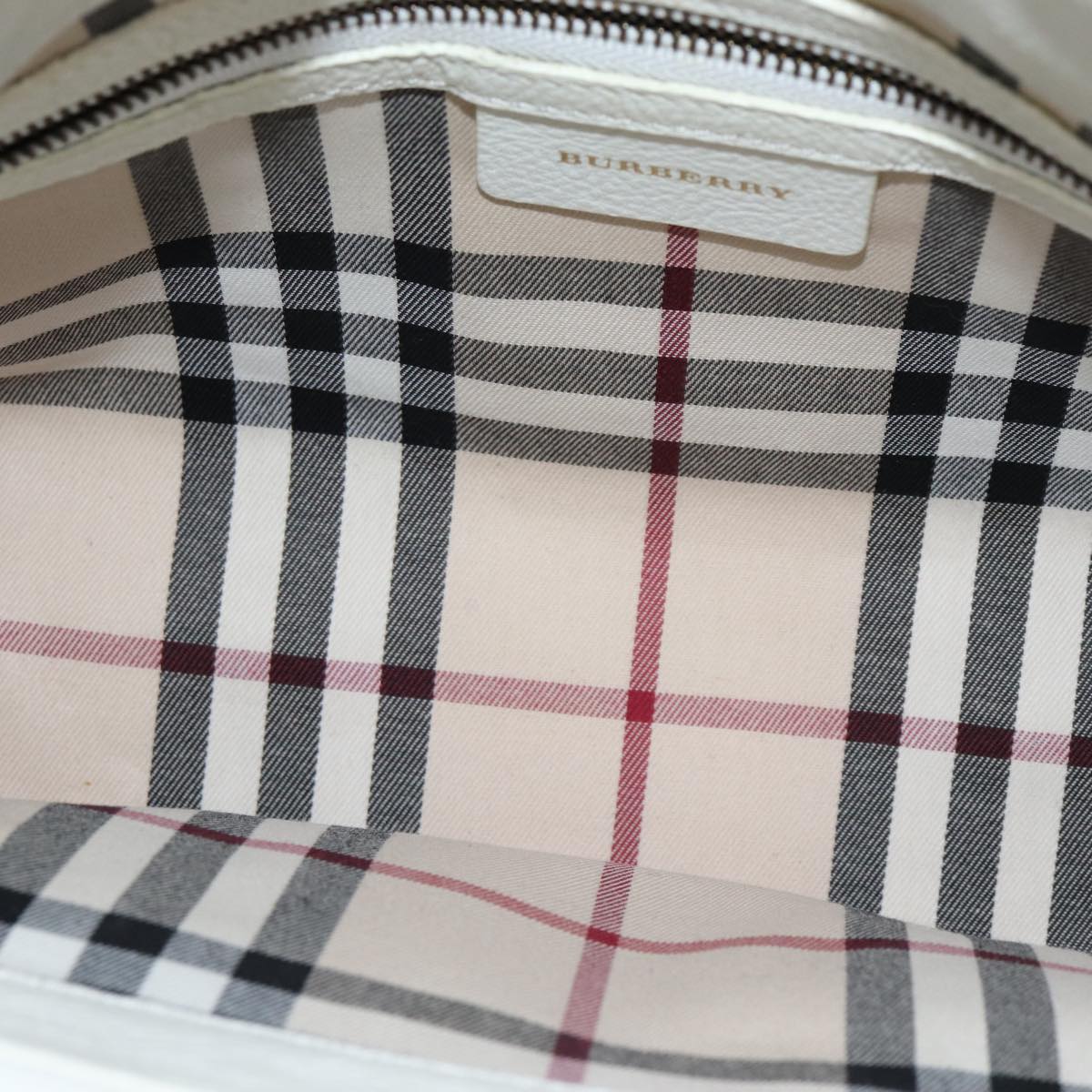 BURBERRY Hand Bag Leather White Auth ti1784