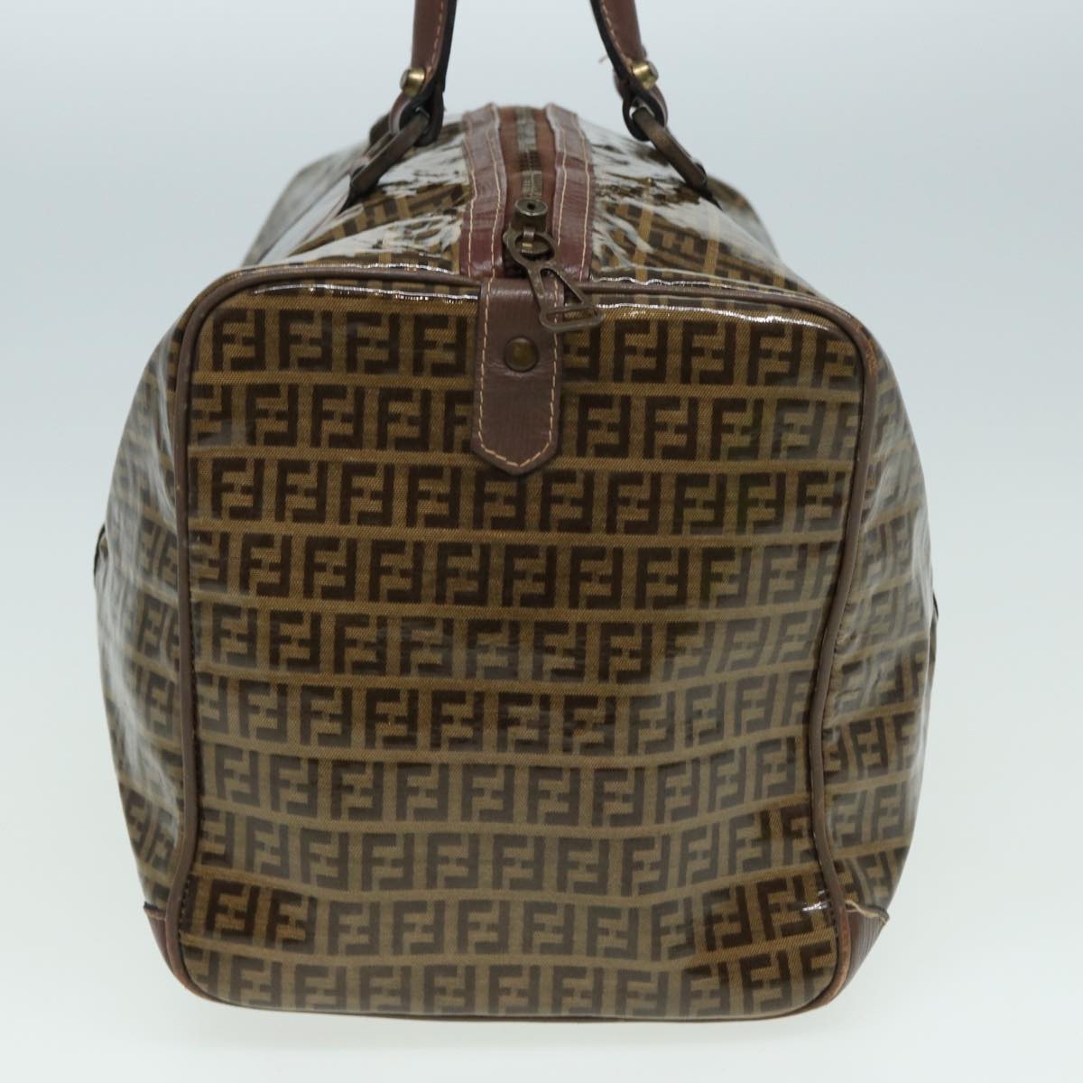 FENDI Zucchino Canvas Boston Bag Vintage Brown Auth ti1787