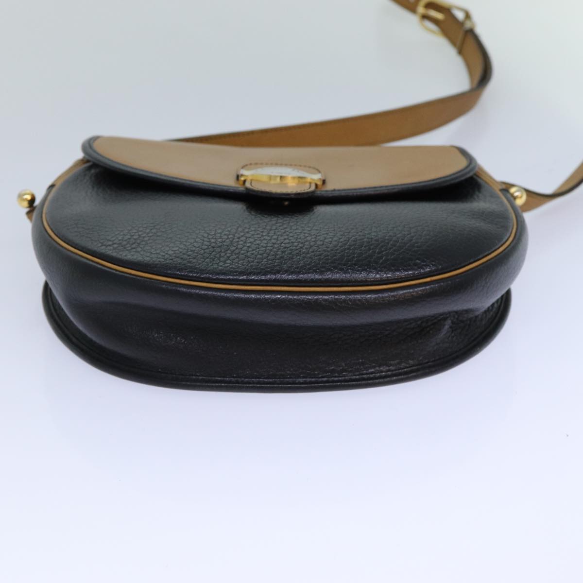 Christian Dior Shoulder Bag Leather Black Brown Auth ti1796