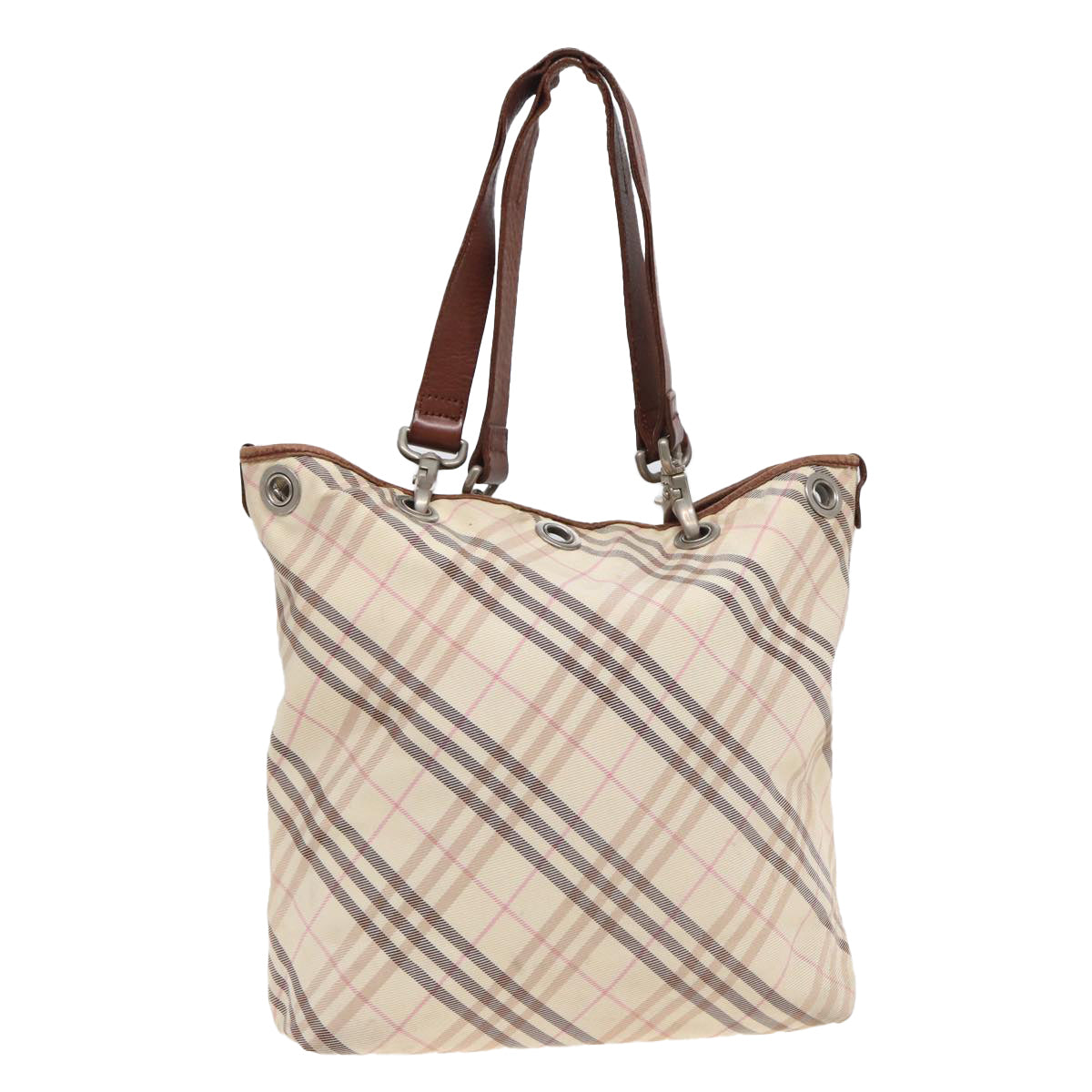 BURBERRY Nova Check Tote Bag Nylon Beige Pink Auth ti1804