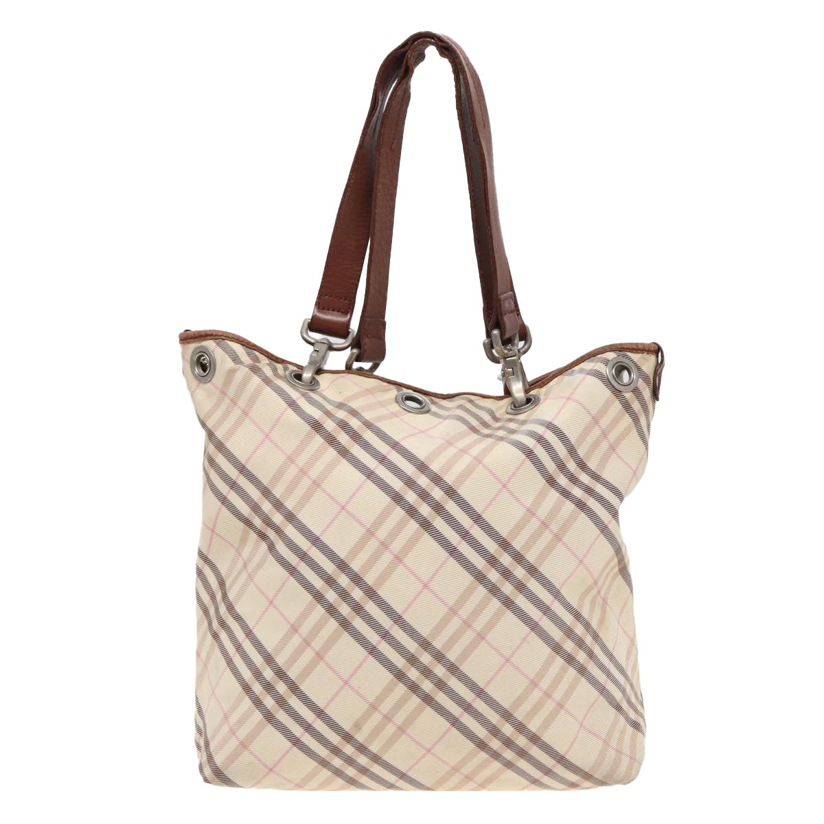 BURBERRY Nova Check Tote Bag Nylon Beige Pink Auth ti1804