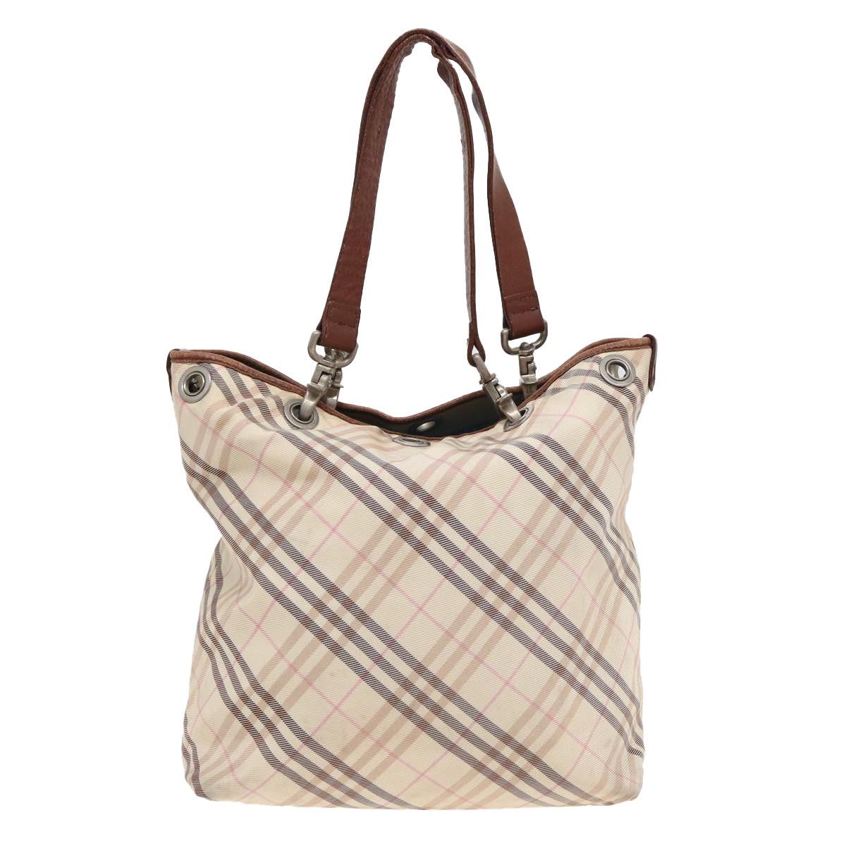 BURBERRY Nova Check Tote Bag Nylon Beige Pink Auth ti1804