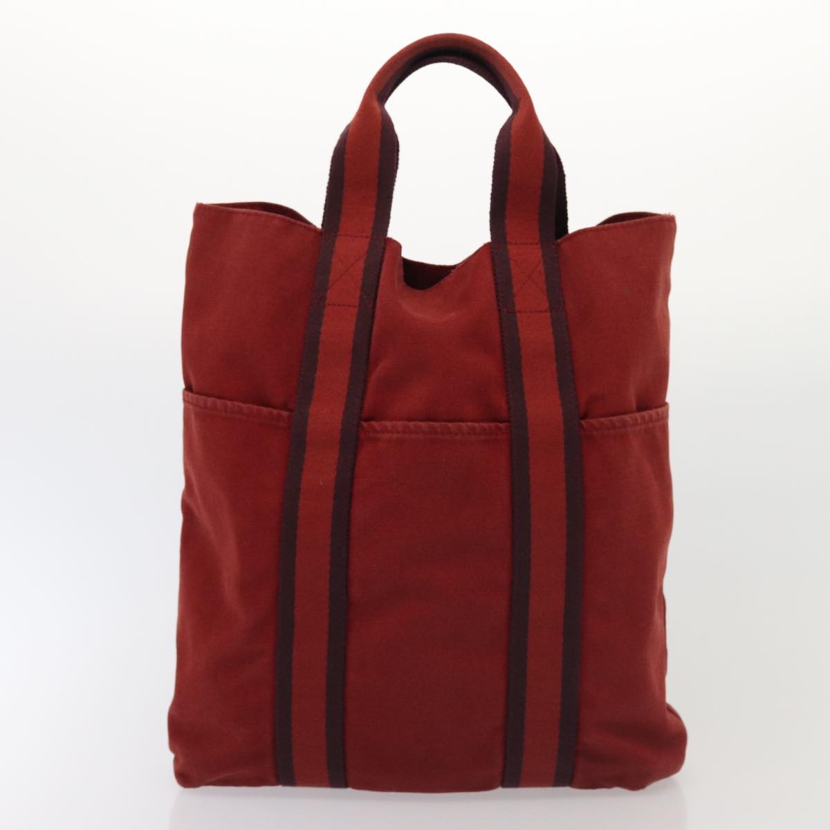 HERMES Fourre Tout Tote Bag Canvas 2Set Red Gray Auth ti1809