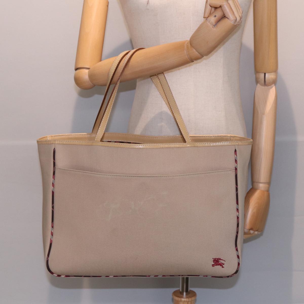 BURBERRY Nova Check Tote Bag Canvas Beige Auth ti1812