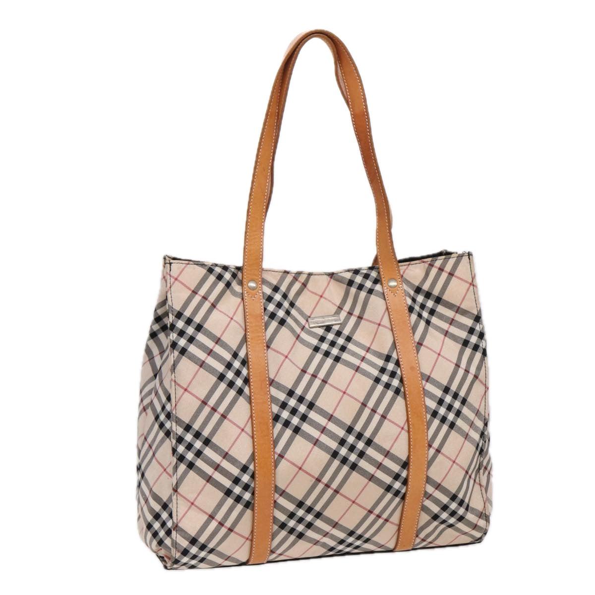 BURBERRY Nova Check Tote Bag Nylon Beige Auth ti1815