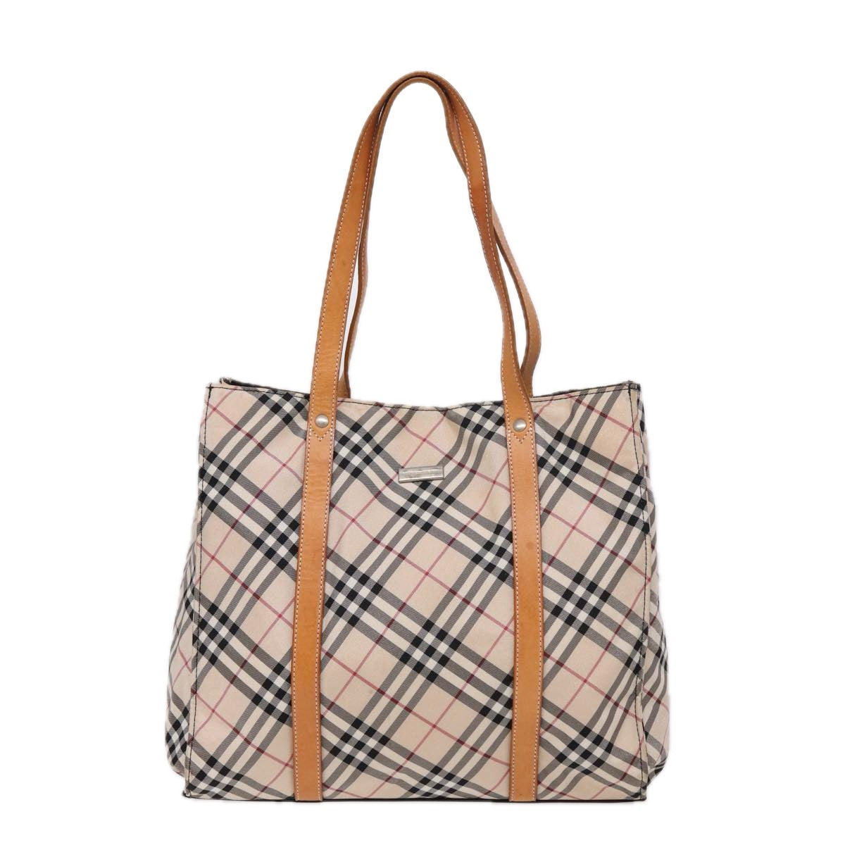 BURBERRY Nova Check Tote Bag Nylon Beige Auth ti1815