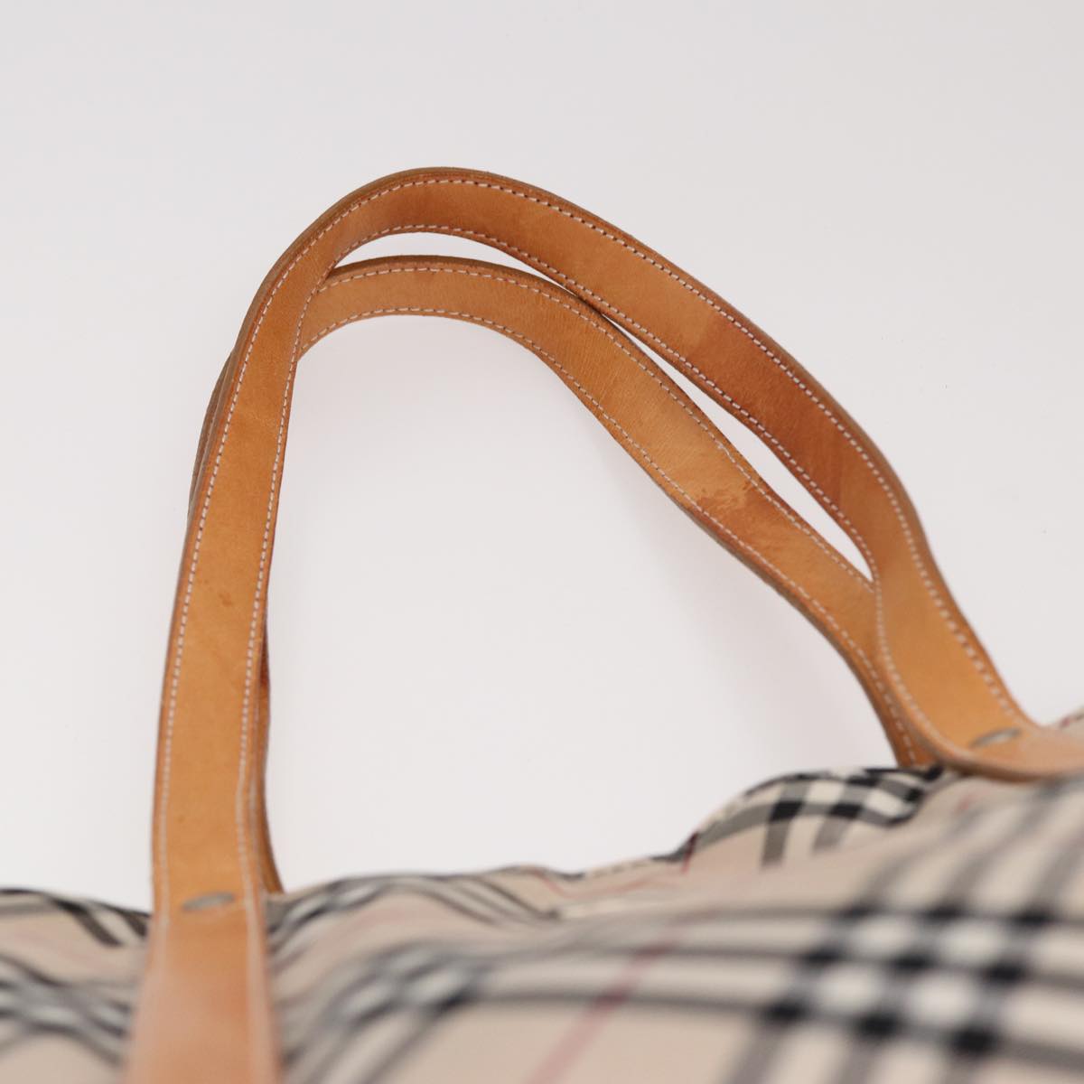 BURBERRY Nova Check Tote Bag Nylon Beige Auth ti1815