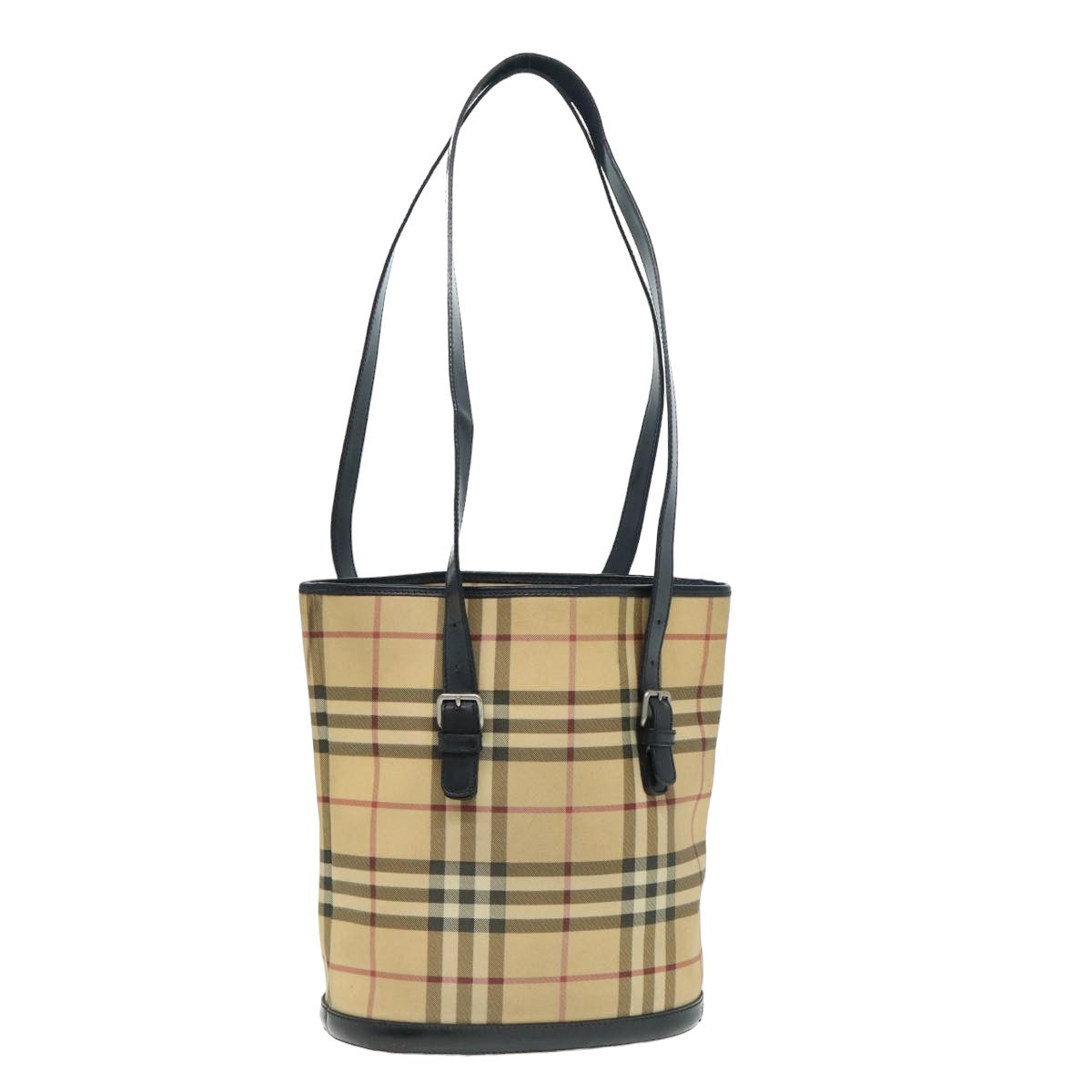 BURBERRY Nova Check Shoulder Bag PVC Beige Auth ti1819