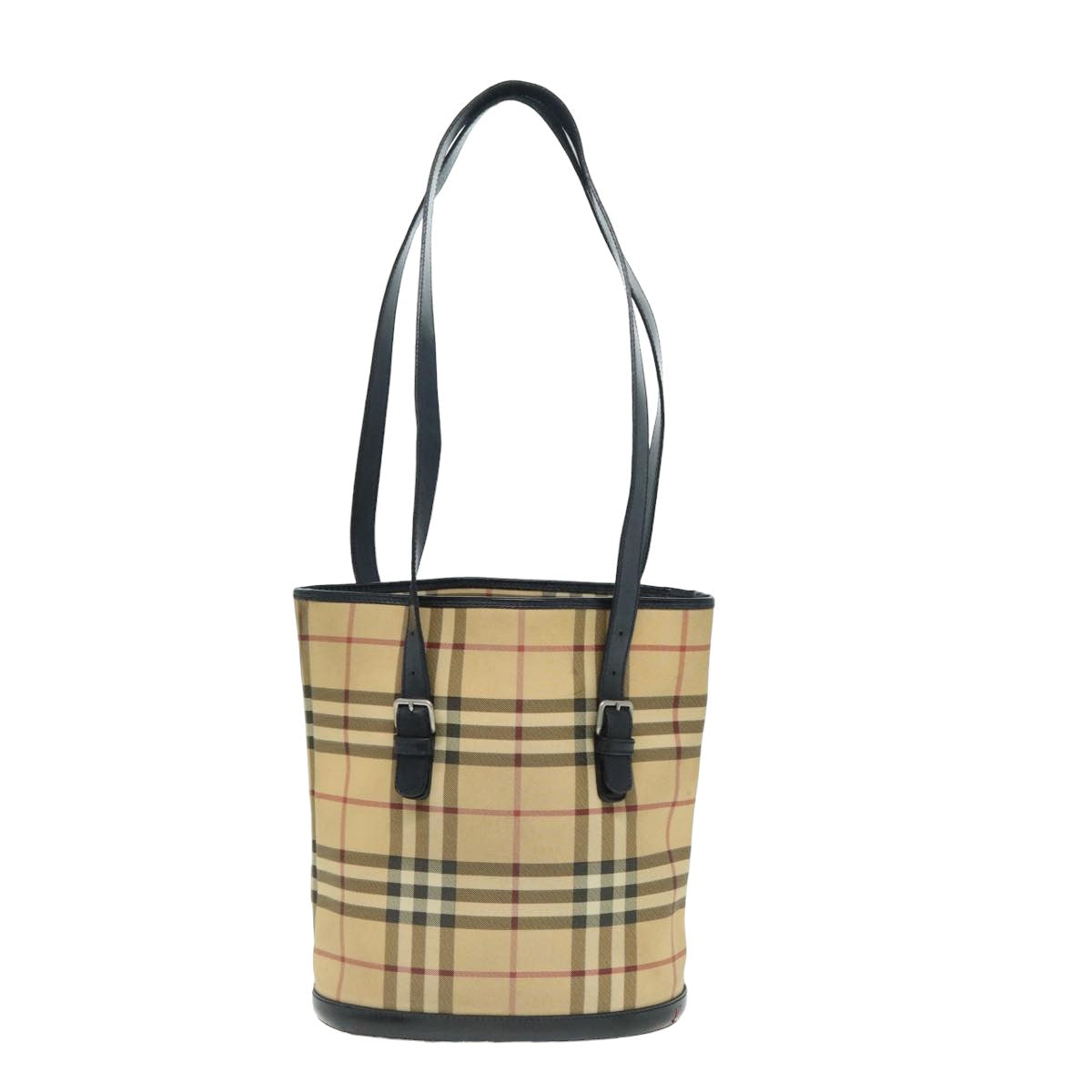 BURBERRY Nova Check Shoulder Bag PVC Beige Auth ti1819