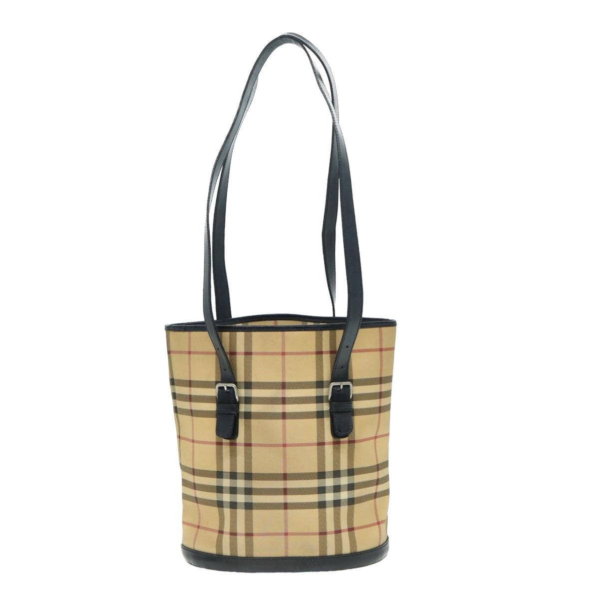 BURBERRY Nova Check Shoulder Bag PVC Beige Auth ti1819