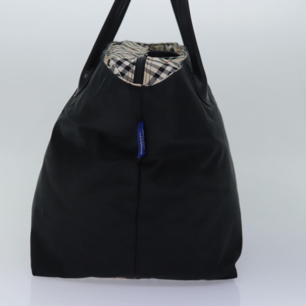 BURBERRY Nova Check Blue Label Bag Nylon Canvas 2Set Black Brown Auth ti1831