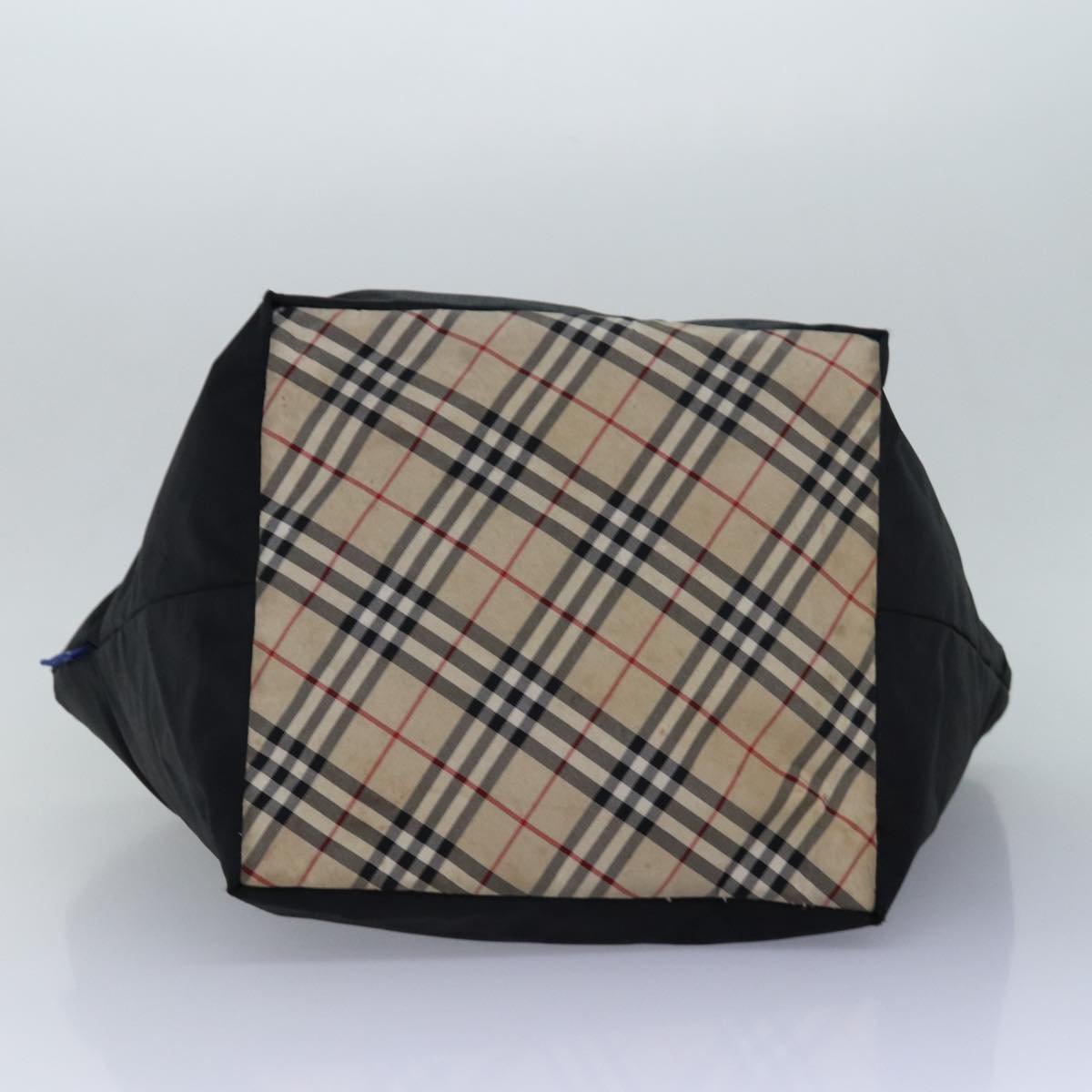 BURBERRY Nova Check Blue Label Bag Nylon Canvas 2Set Black Brown Auth ti1831