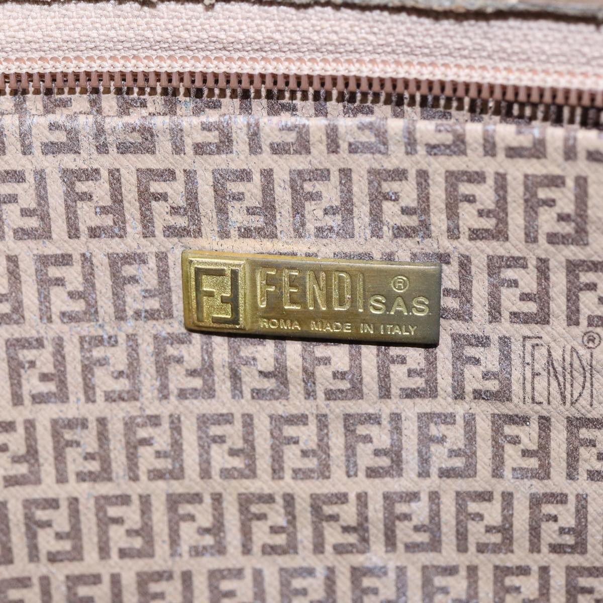 FENDI Zucchino Canvas Clutch Bag Beige Auth ti1837