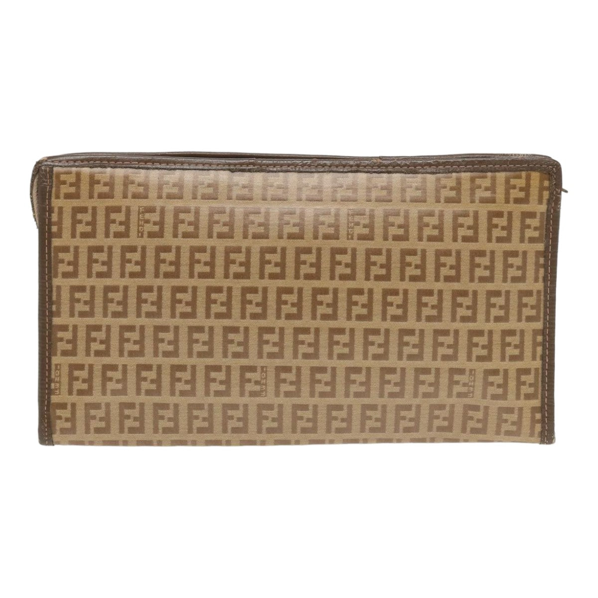 FENDI Zucchino Canvas Clutch Bag Beige Auth ti1837 - 0