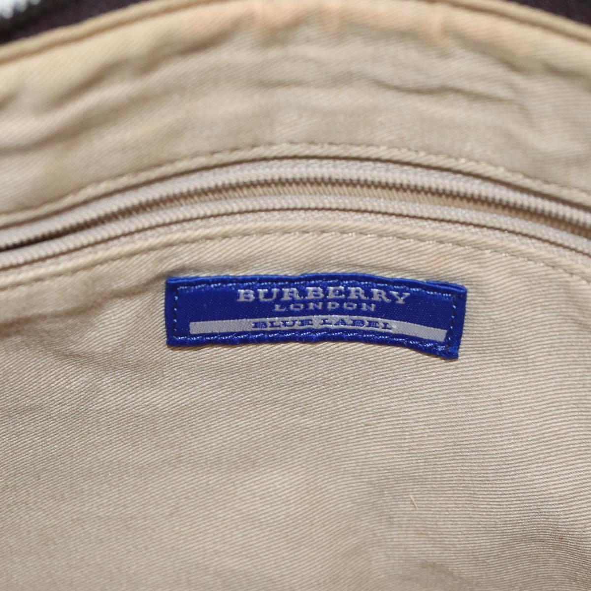 BURBERRY Blue Label Shoulder Bag Nylon 2way Beige Auth ti1840