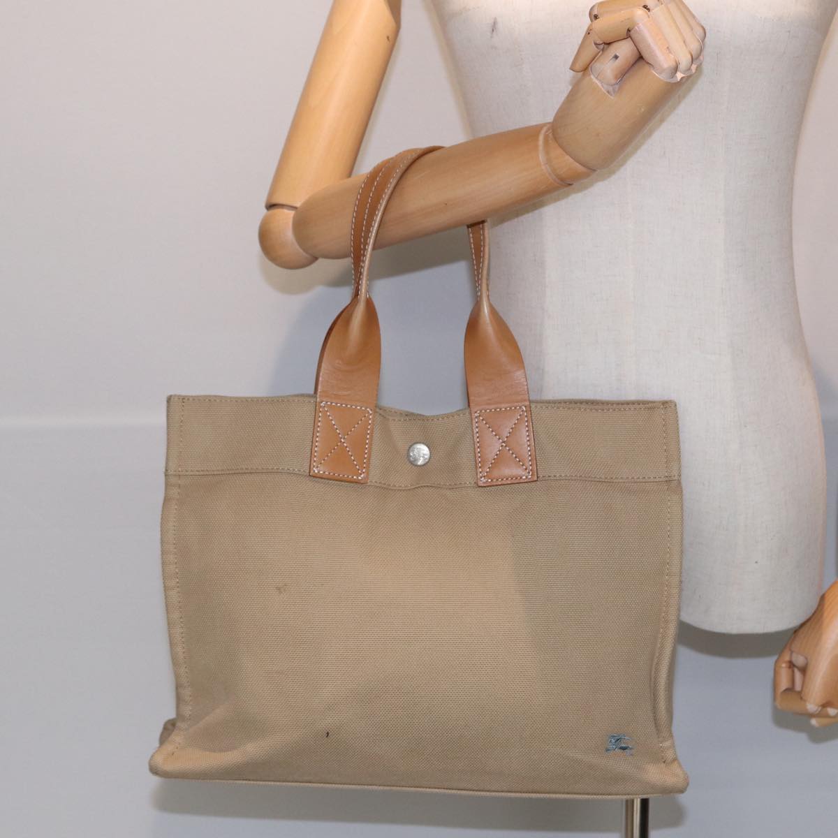 BURBERRY Blue Label Hand Bag Canvas Beige Auth ti1842