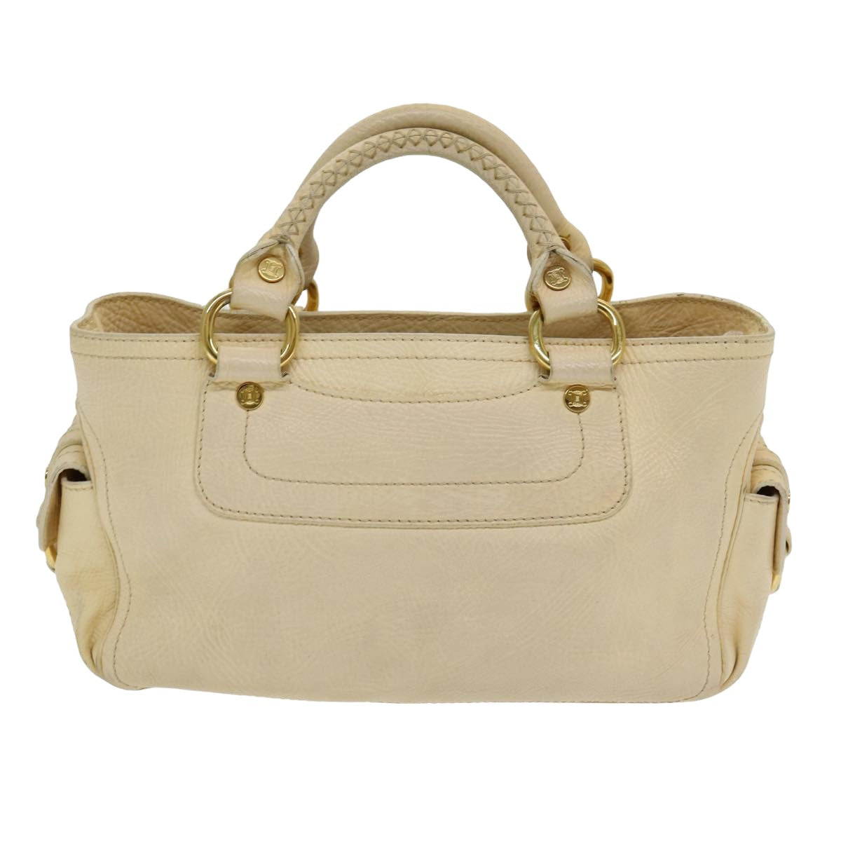 CELINE Boogie bag Hand Bag Leather Beige Auth ti1845 - 0