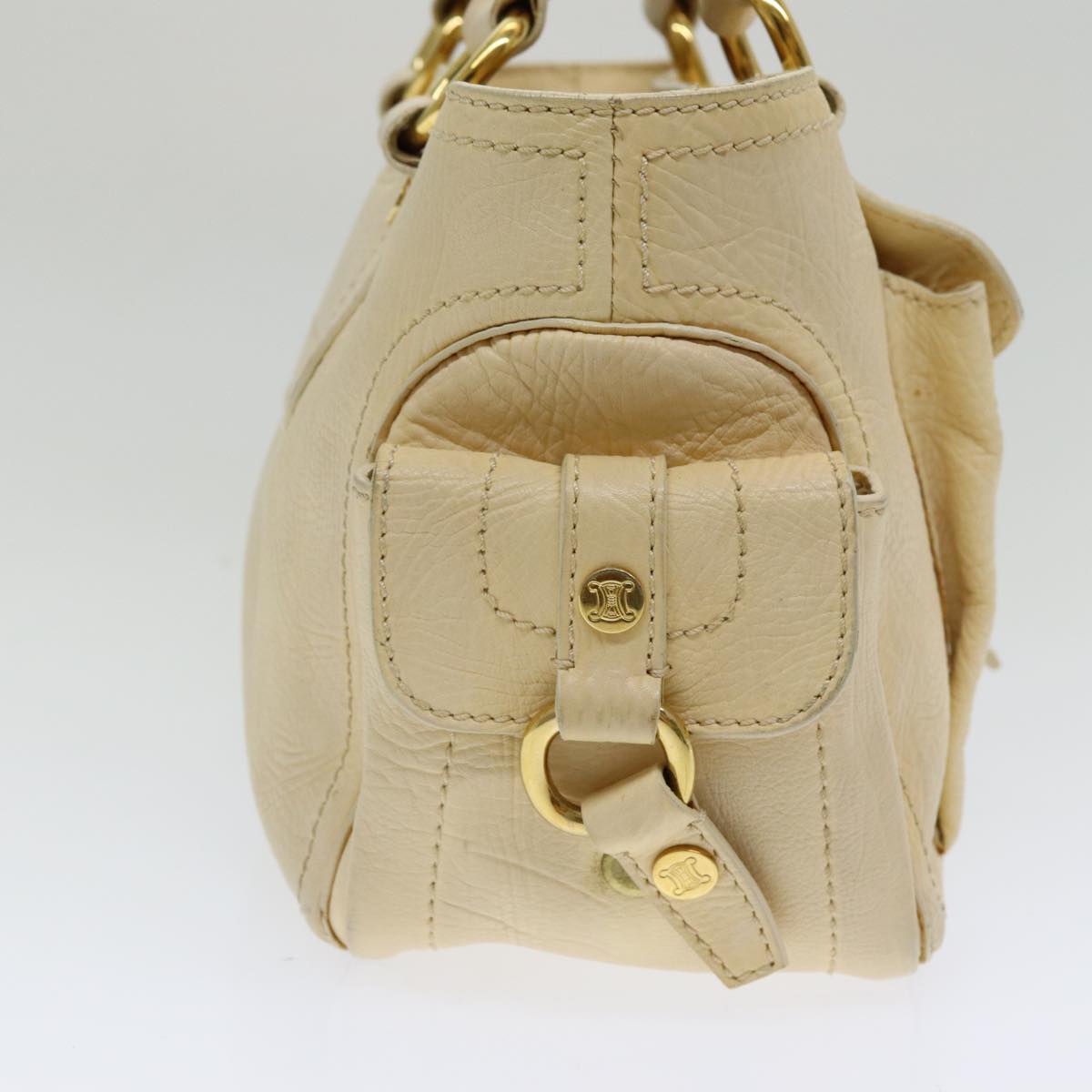 CELINE Boogie bag Hand Bag Leather Beige Auth ti1845