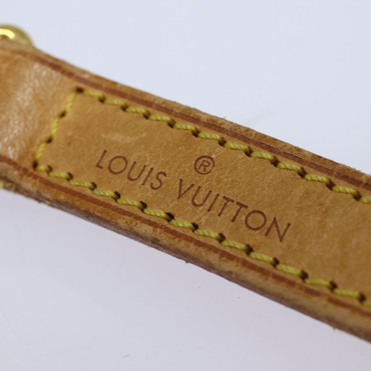 LOUIS VUITTON Shoulder Strap Leather 44.1"" Beige LV Auth ti1846