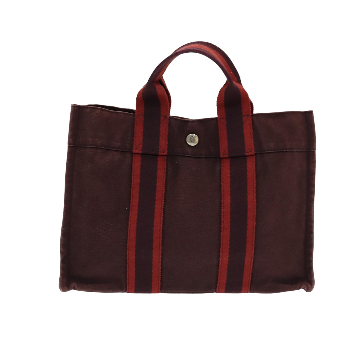 HERMES Fourre Tout PM Hand Bag Canvas Wine Red Auth ti1849