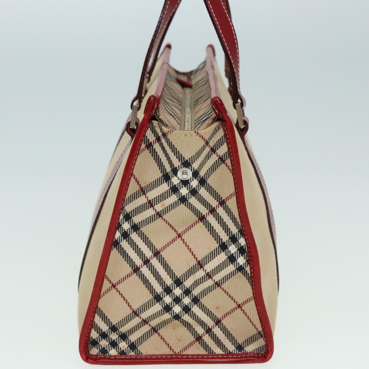 BURBERRY Nova Check Blue Label Hand Bag Canvas Beige Auth ti1855