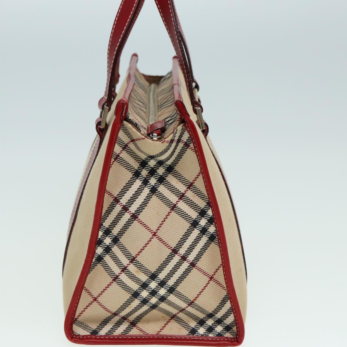 BURBERRY Nova Check Blue Label Hand Bag Canvas Beige Auth ti1855