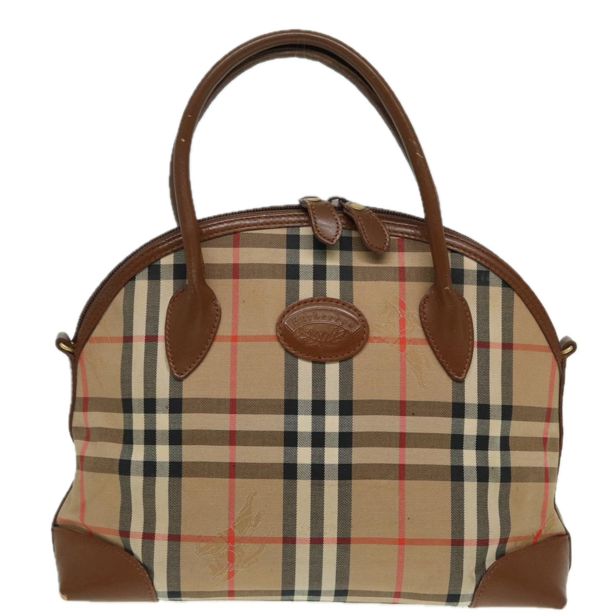 Burberrys Nova Check Hand Bag Canvas Beige Auth ti1856 - 0