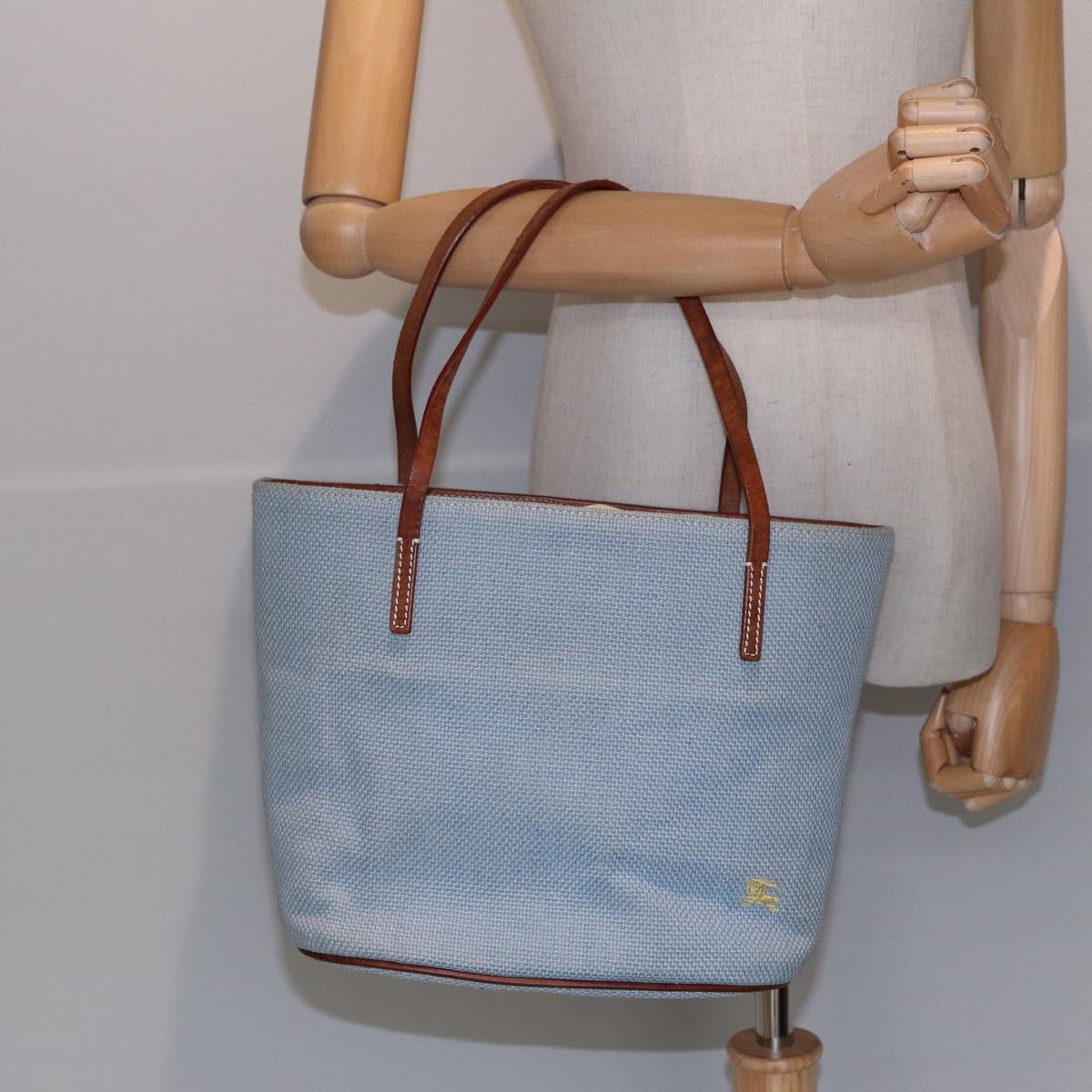 BURBERRY Blue Label Hand Bag Canvas Blue Auth ti1857