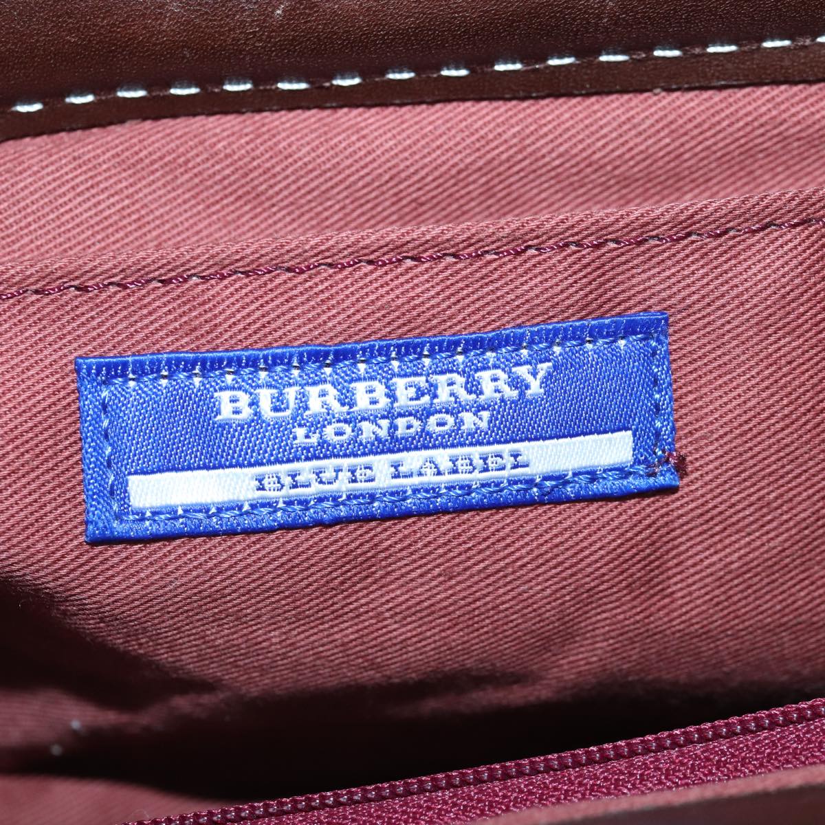 BURBERRY Blue Label Hand Bag Wool Wine Red Auth ti1859