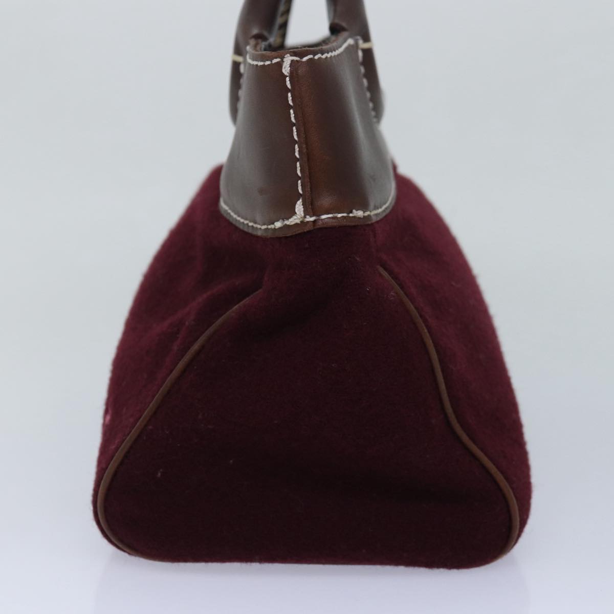 BURBERRY Blue Label Hand Bag Wool Wine Red Auth ti1859