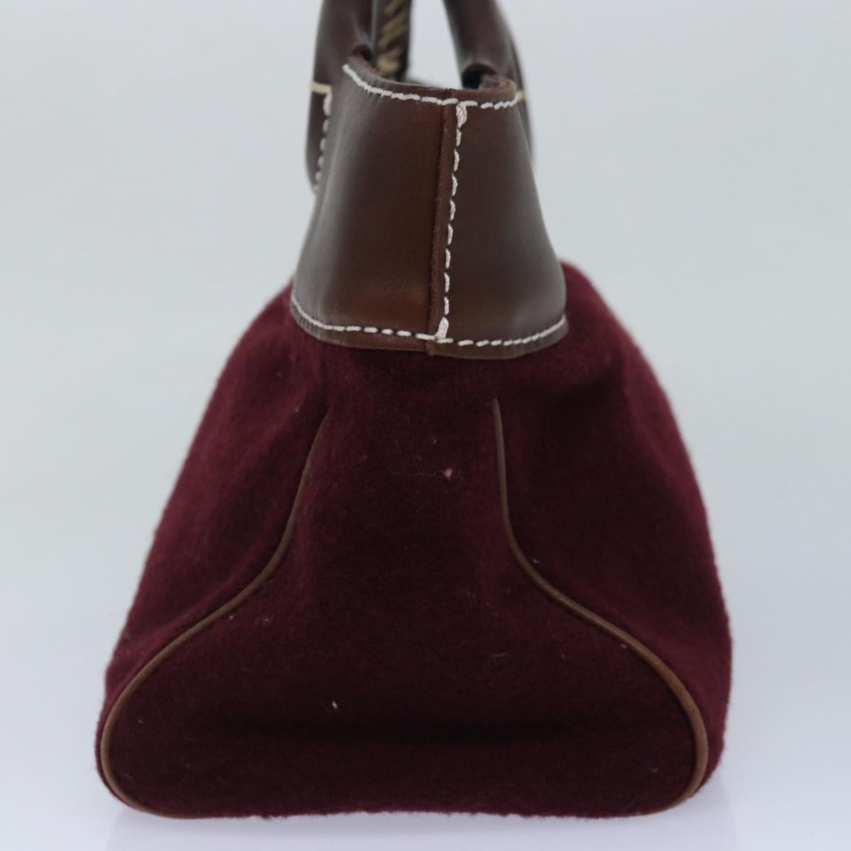 BURBERRY Blue Label Hand Bag Wool Wine Red Auth ti1859