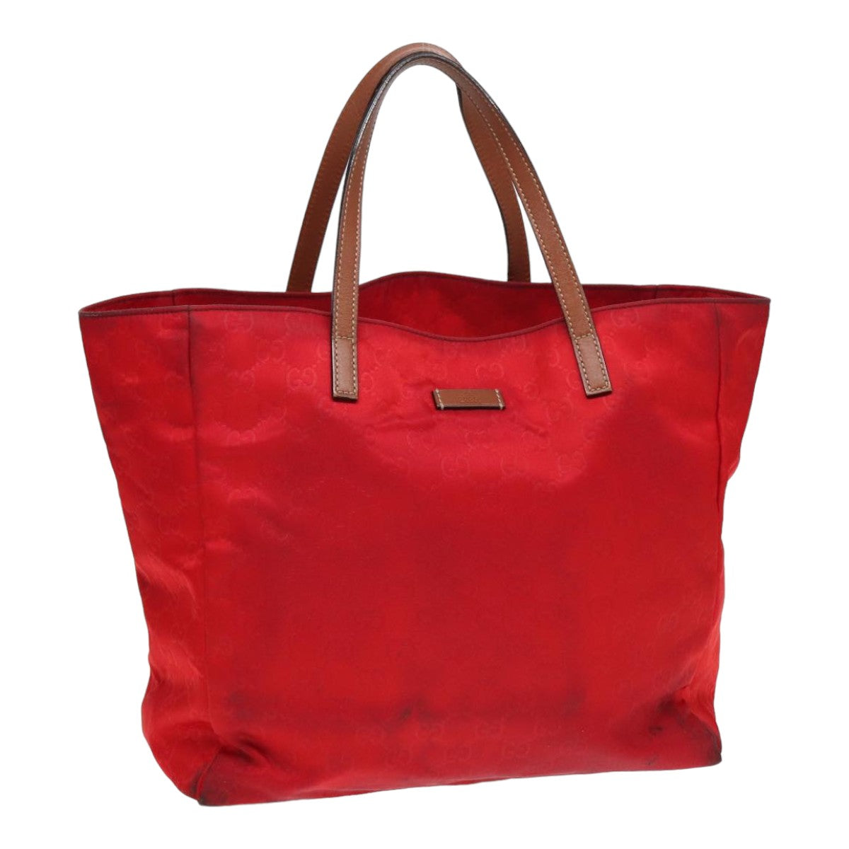 GUCCI GG Canvas Tote Bag Nylon Red Auth ti1860