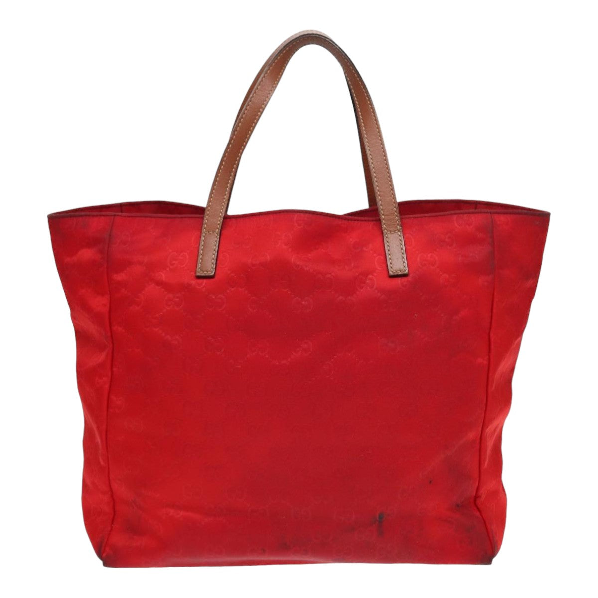 GUCCI GG Canvas Tote Bag Nylon Red Auth ti1860