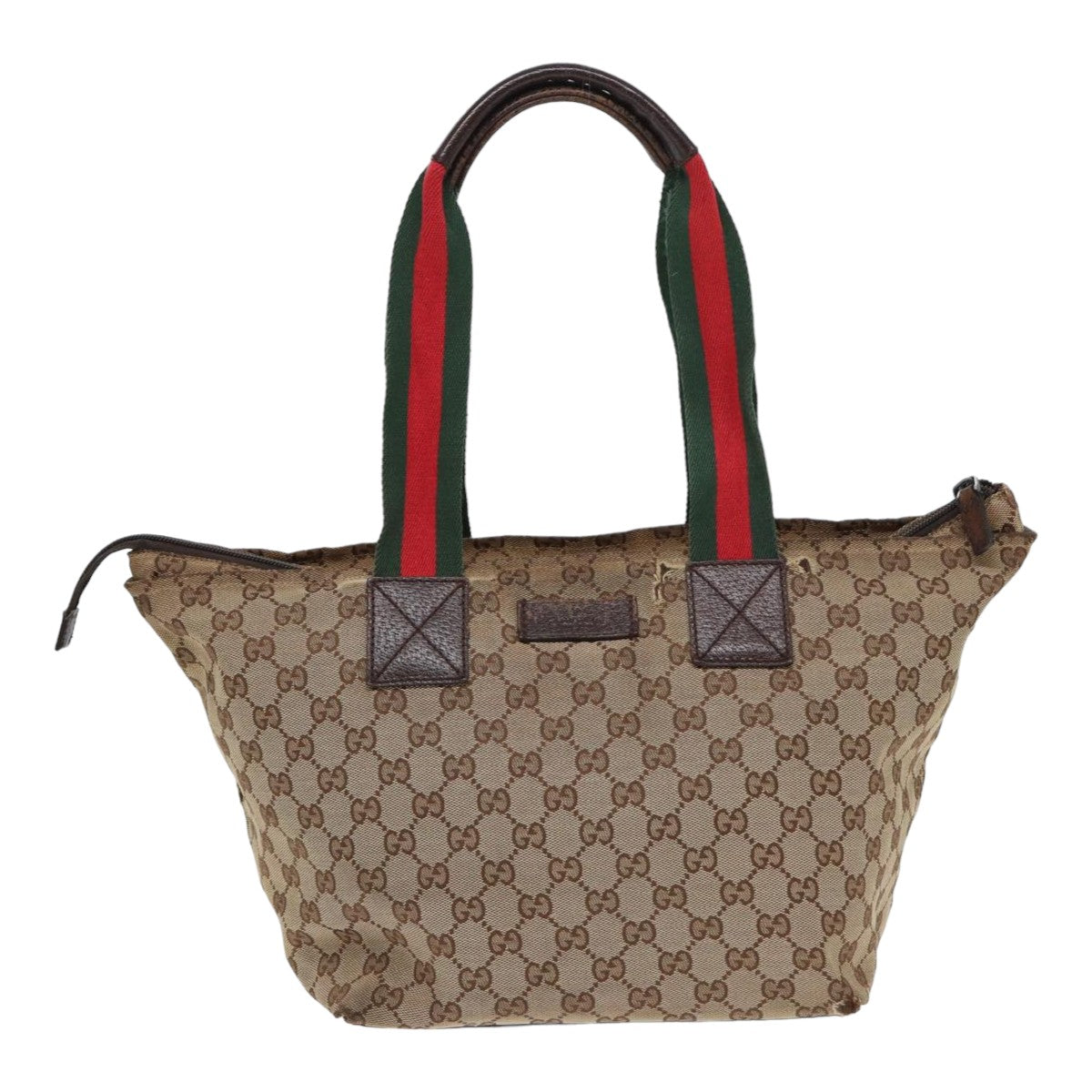 GUCCI GG Canvas Web Sherry Line Tote Bag Canvas Beige Auth ti1861