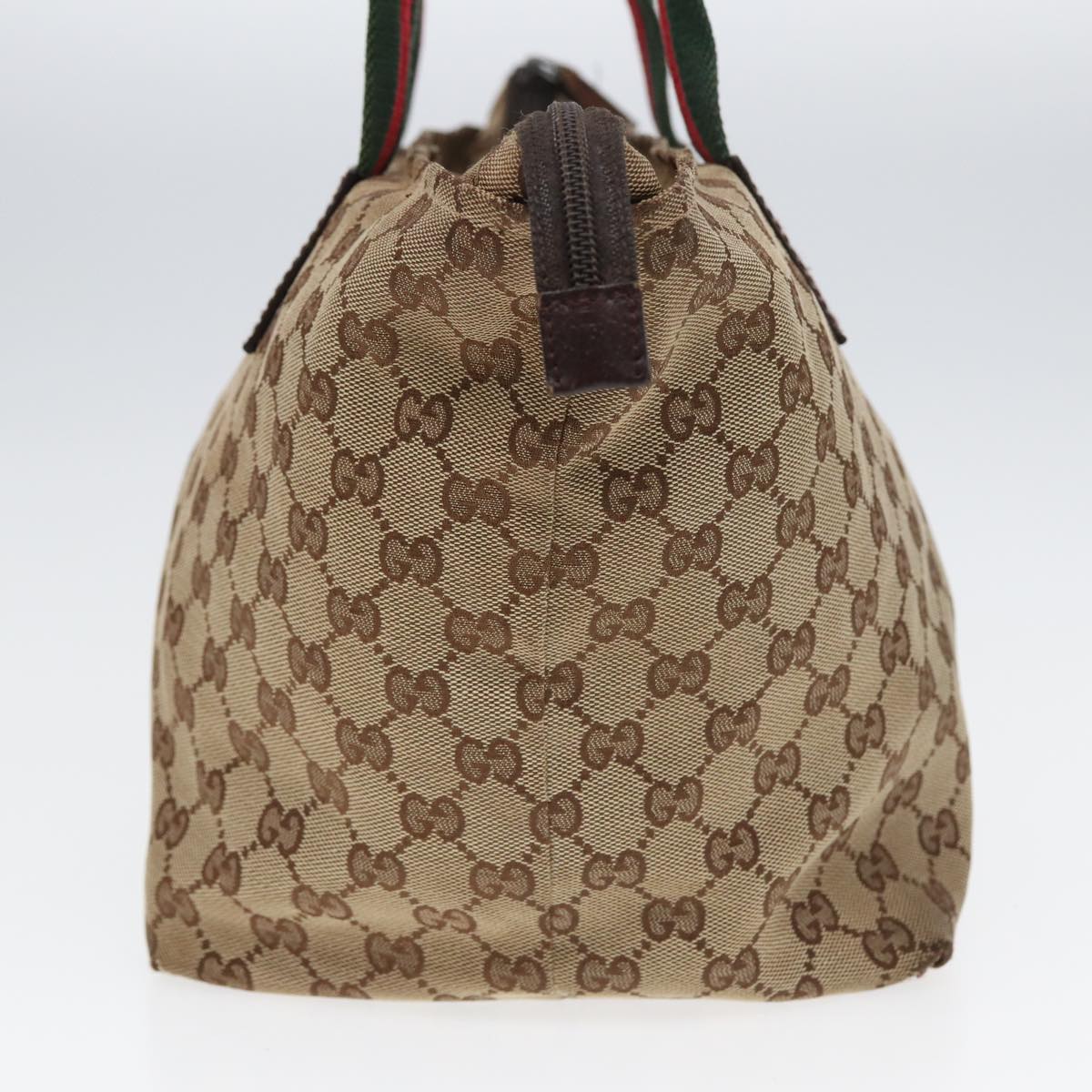 GUCCI GG Canvas Web Sherry Line Tote Bag Canvas Beige Auth ti1861