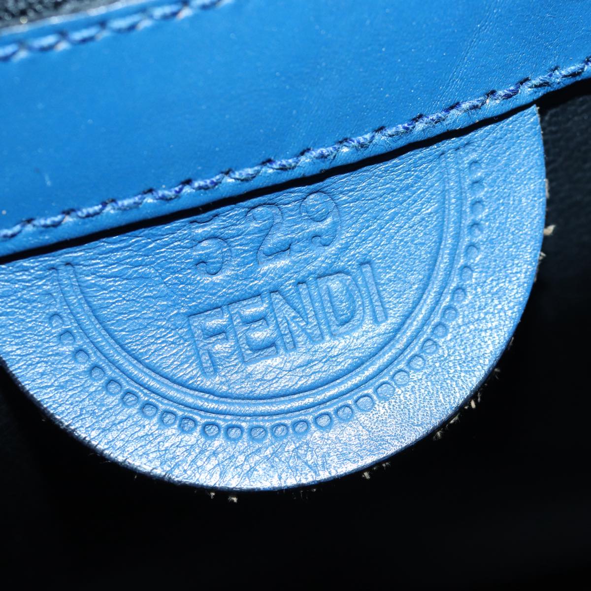 FENDI Shoulder Bag Leather Blue Auth ti1862