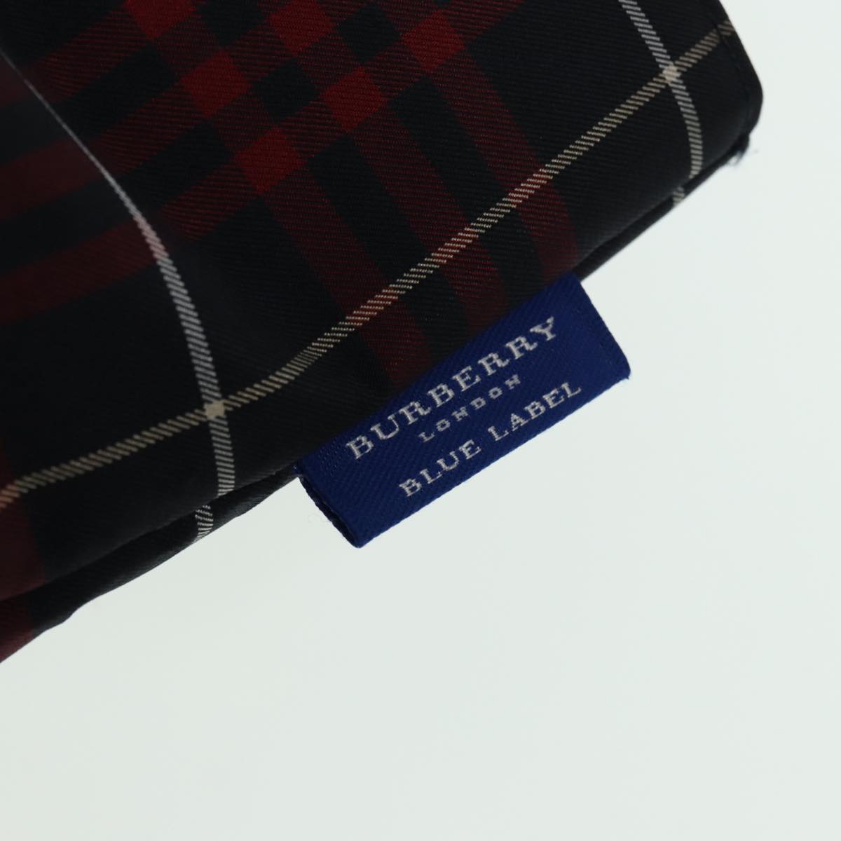 BURBERRY Nova Check Blue Label Hand Bag Nylon Red Navy Auth ti1865