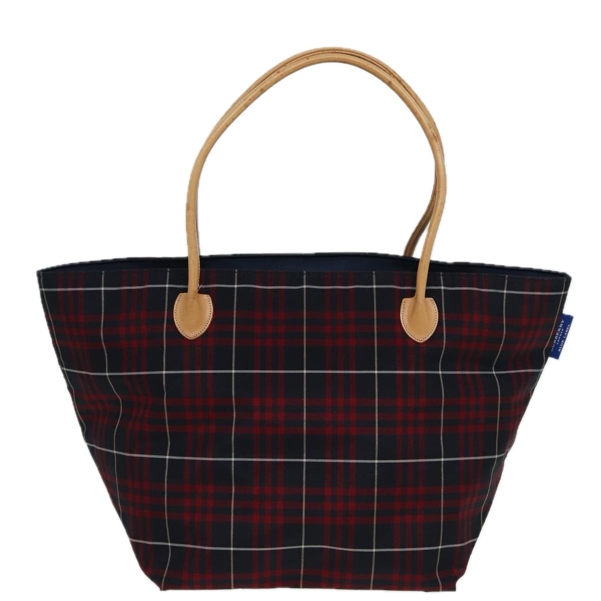 BURBERRY Nova Check Blue Label Hand Bag Nylon Red Navy Auth ti1865