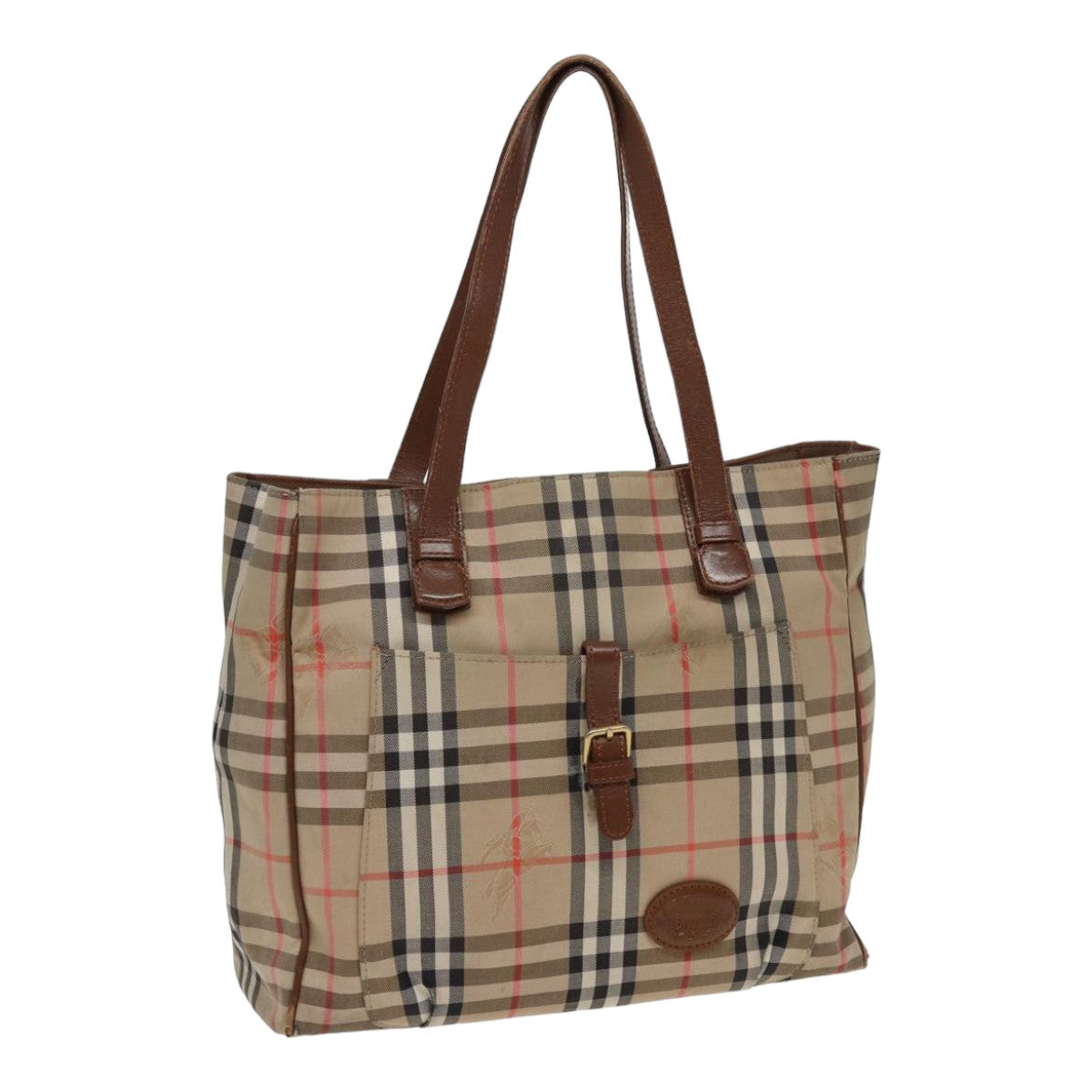 Burberrys Nova Check Tote Bag Canvas Beige Auth ti1867